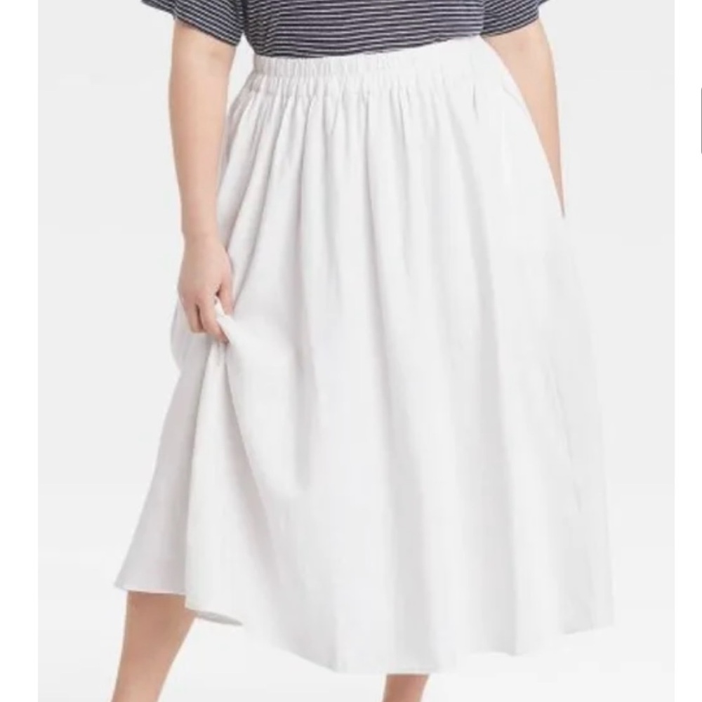 A New Day (Target) White Linen A-line Skirt